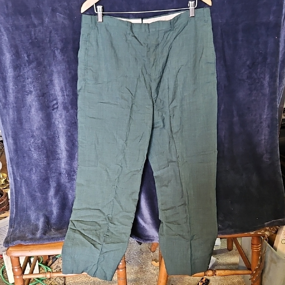 Green Chino Pants with Straight Leg Cut